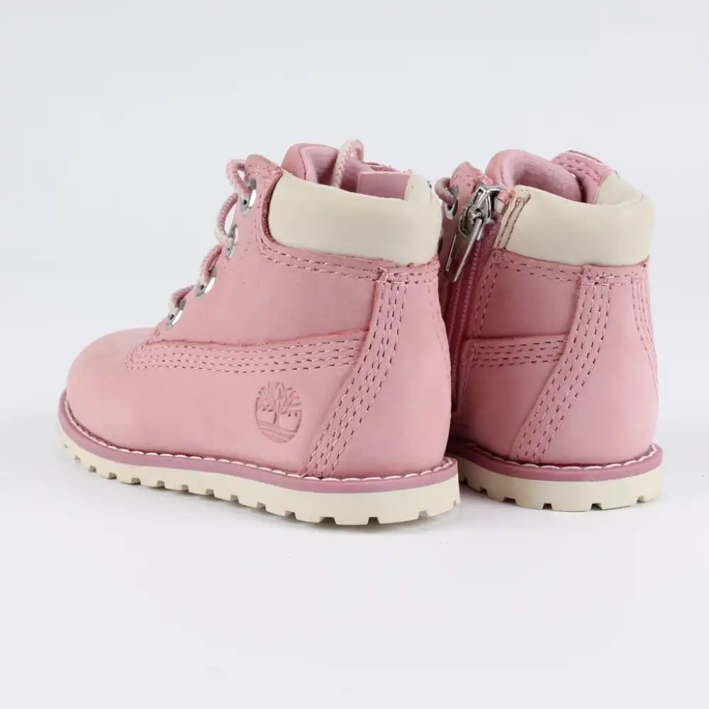 Bottine fille, boots Timberland pokey pine 6 side zip nubuck Rose - ZESHOES
