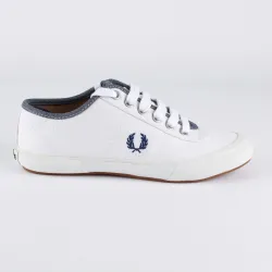 Basket basse homme Fred Perry woodford canvas/chambray Blanc - ZESHOES