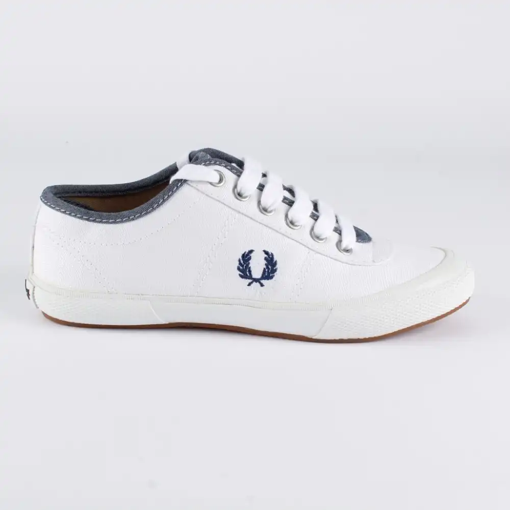 Basket basse homme Fred Perry woodford canvas/chambray Blanc - ZESHOES