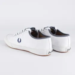 Basket basse homme Fred Perry woodford canvas/chambray Blanc - ZESHOES