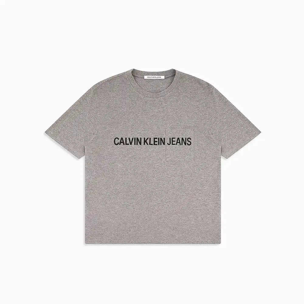T shirt manche courte homme Calvin Klein institutional pique pocket Gris