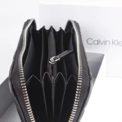 Portefeuille femme Calvin Klein re-lock large ziparound Noir - ZESHOES