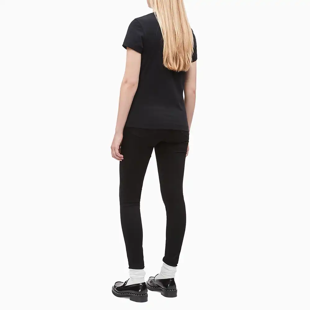 Tee shirt manche courte femme Calvin Klein square logo Noir
