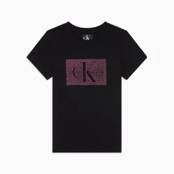 Tee shirt manche courte femme Calvin Klein square logo Noir
