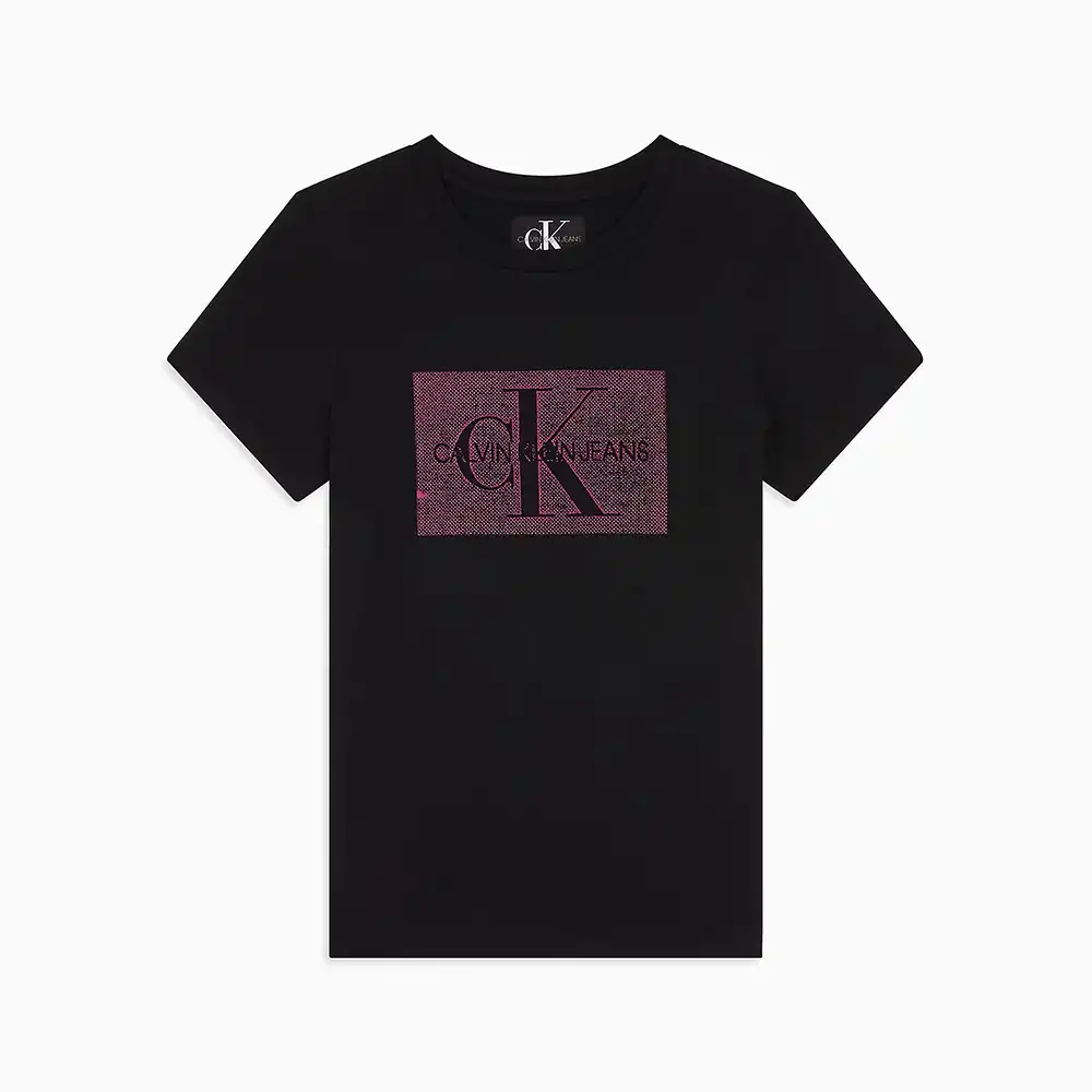 Tee shirt manche courte femme Calvin Klein square logo Noir