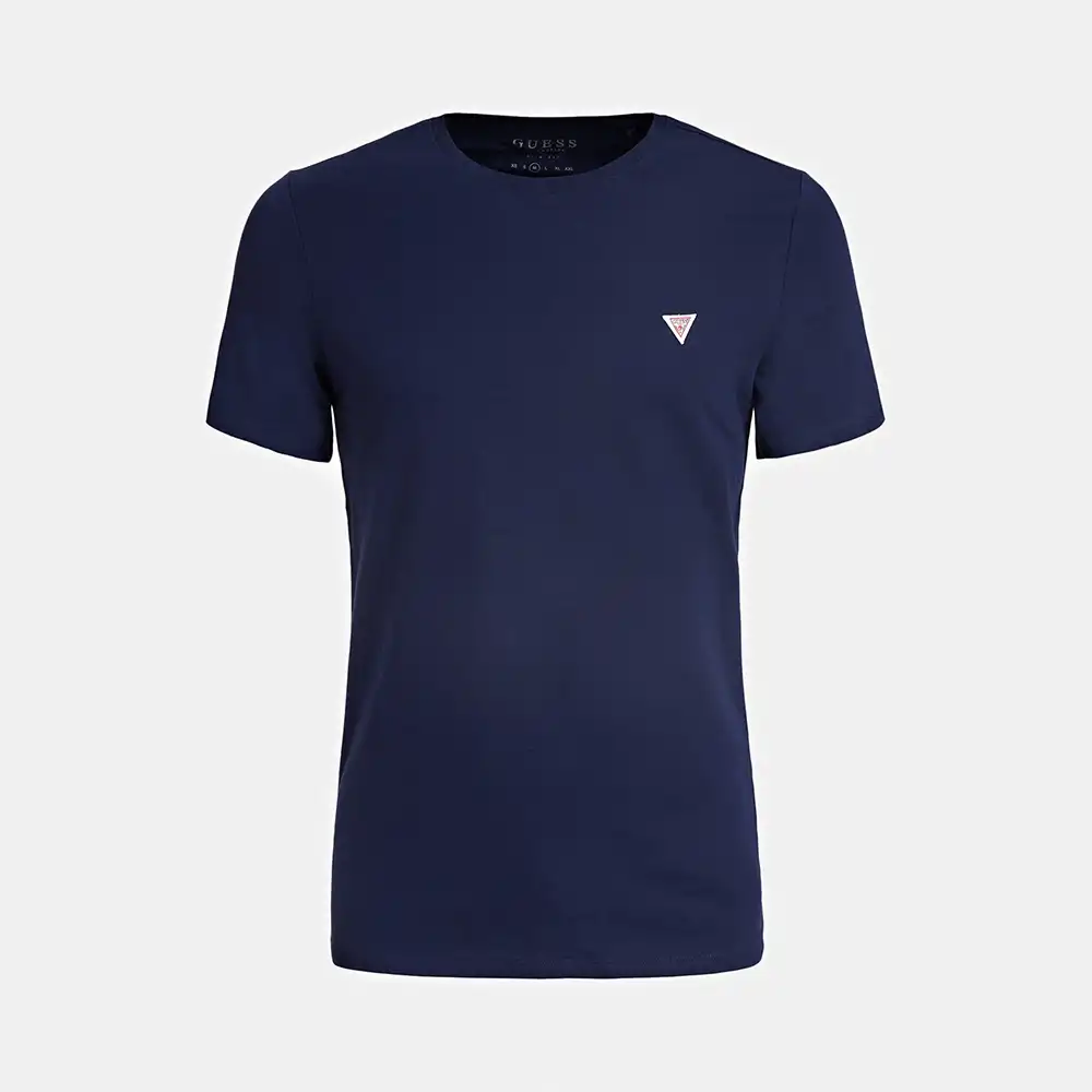 T shirt manche courte homme Guess slim fit triangle logo Bleu - ZESHOES