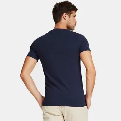 T shirt manche courte homme Guess slim fit triangle logo Bleu - ZESHOES