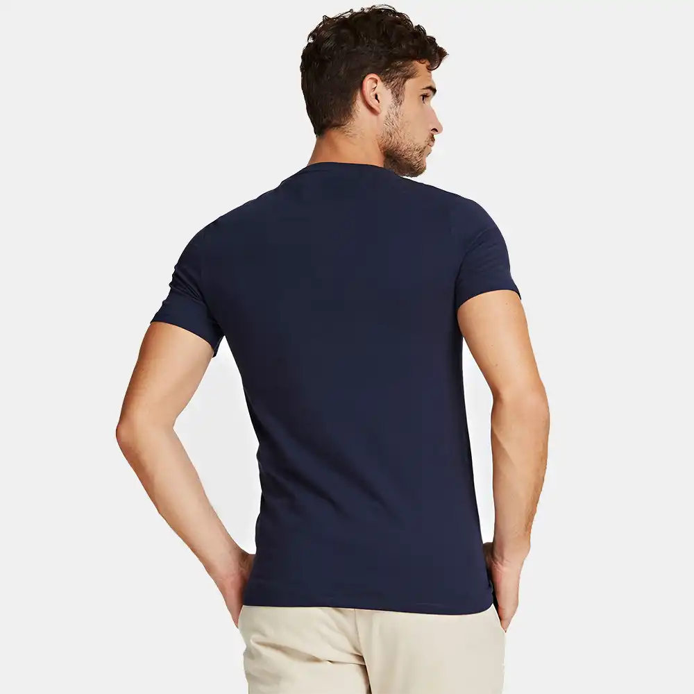 T shirt manche courte homme Guess slim fit triangle logo Bleu - ZESHOES