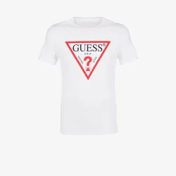 T shirt manche courte homme Guess triangle logo Blanc - ZESHOES