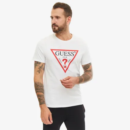 t shirt guess blanc homme