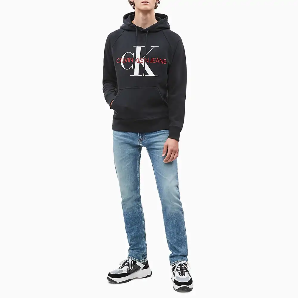 Sweat capuche homme Calvin Klein washed monogram hoodie Noir - ZESHOES