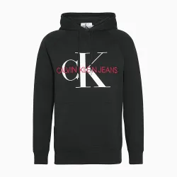 Sweat capuche homme Calvin Klein washed monogram hoodie Noir - ZESHOES