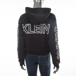 Sweat capuche femme Calvin Klein hoodie front logo Bleu - ZESHOES