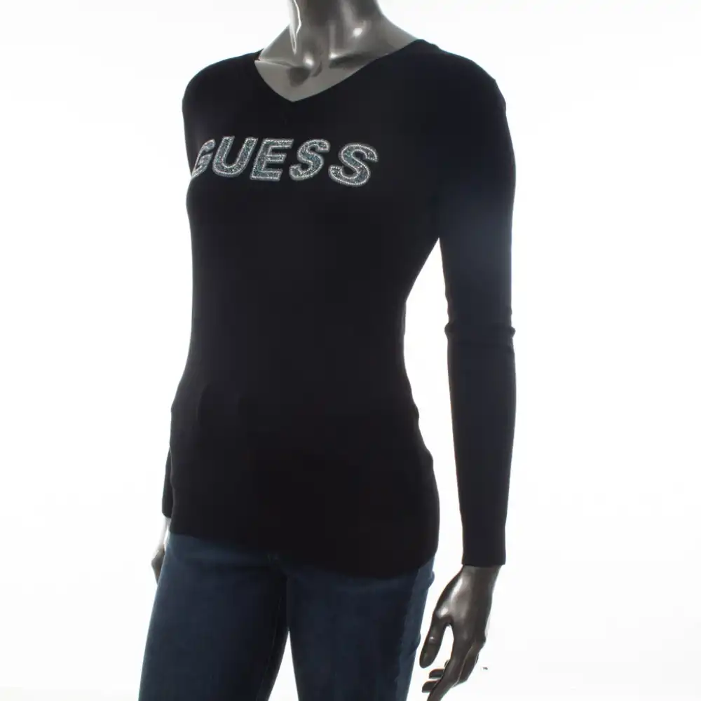 Pull femme Guess front logo Noir - ZESHOES