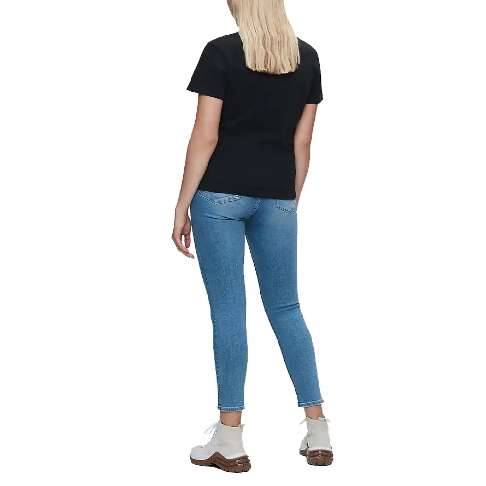 Tee shirt manche courte femme Calvin Klein block logo Noir