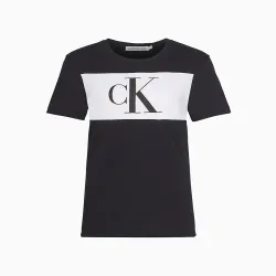 Tee shirt manche courte femme Calvin Klein block logo Noir