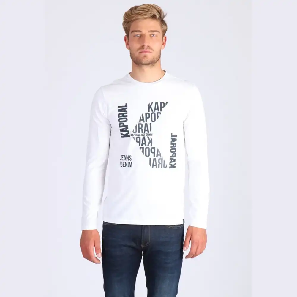 T shirt manche longue homme Kaporal gerlu white Blanc - ZESHOES