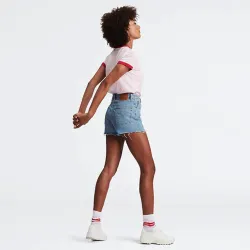 Short femme Levis ribcage classic Bleu - ZESHOES