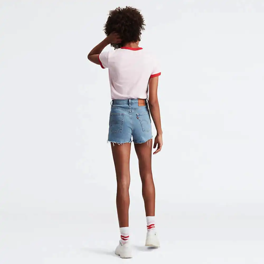 Short femme Levis ribcage classic Bleu - ZESHOES