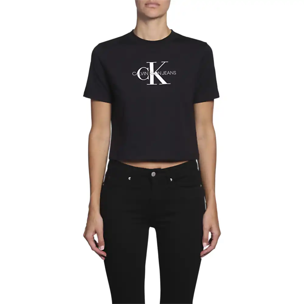 Tee shirt manche courte femme Calvin Klein w monogram modern straight Noir - ...