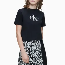 Tee shirt manche courte femme Calvin Klein w monogram modern straight Noir - ...