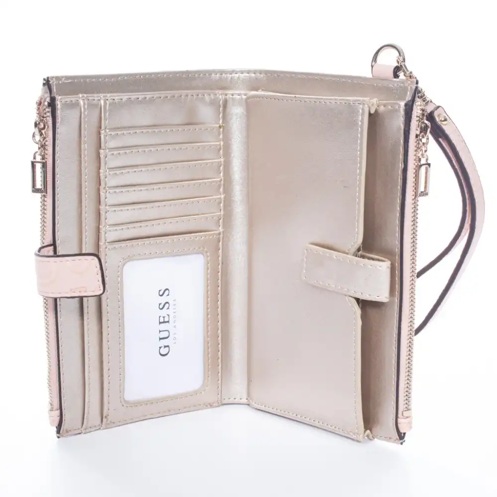 portefeuille de marque Guess simili cuir rose zeshoes en soldes promotions