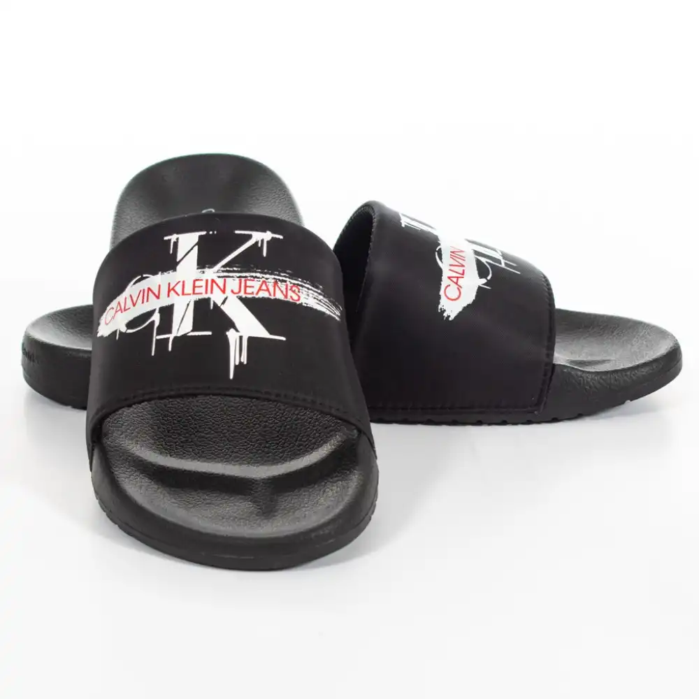 Claquette homme Calvin Klein slides classic Noir - ZESHOES