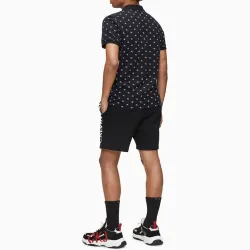Polo manche courte Calvin Klein slim imprimé logos bae Noir - ZESHOES