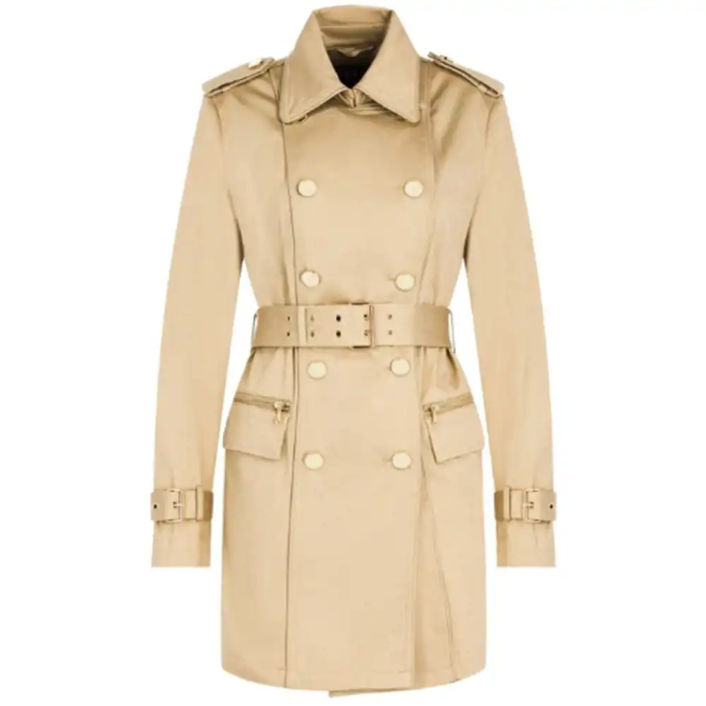 Blouson femme Guess waisted belt Beige