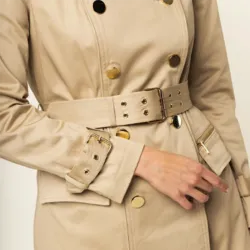 Blouson femme Guess waisted belt Beige