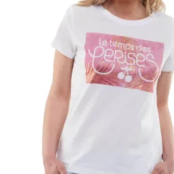 Tee shirt manche courte femme Le Temps Des Cerises moorea Blanc - ZESHOES
