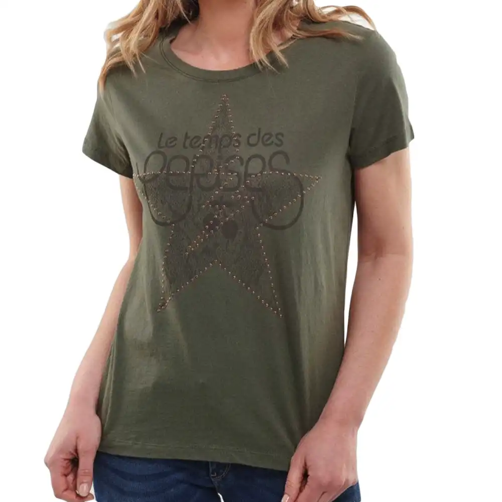 Tee shirt manche courte femme Le Temps Des Cerises celeste Kaki