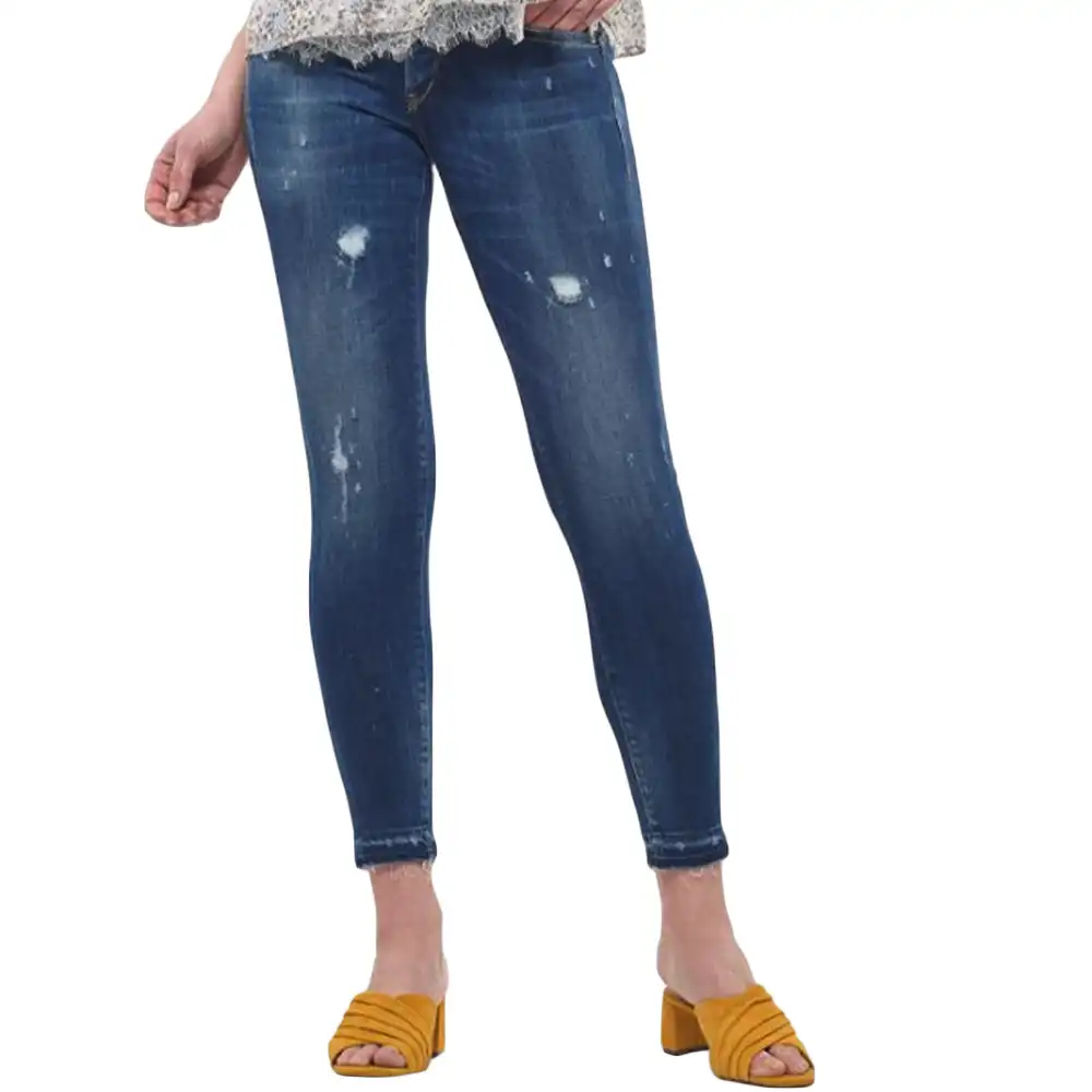 Jeans femme Le Temps Des Cerises pulp slim 7/8ème ceiba Bleu - ZESHOES