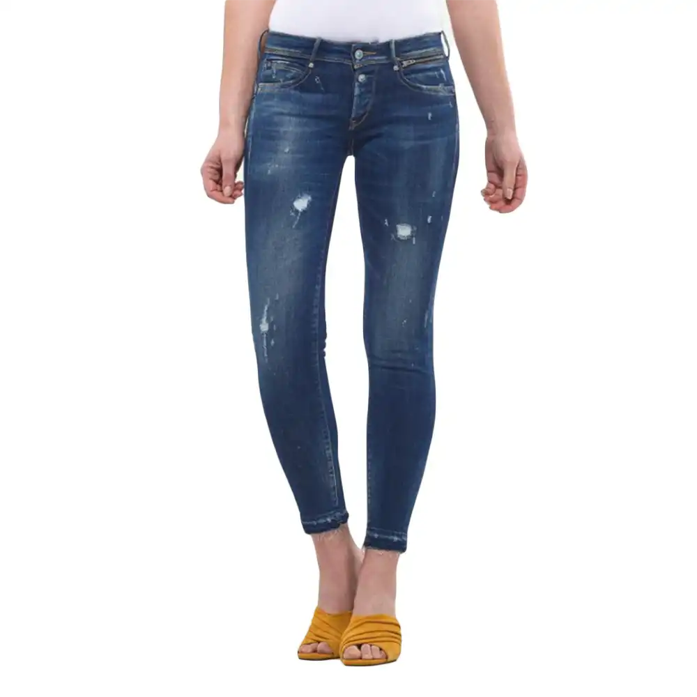 Jeans femme Le Temps Des Cerises pulp slim 7/8ème ceiba Bleu - ZESHOES