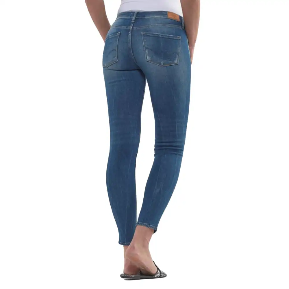 Jeans femme Le Temps Des Cerises power skinny 7/8ème délavé Bleu - ZESHOES