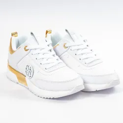 Basket basse femme Guess marlyn logo gaufre Blanc