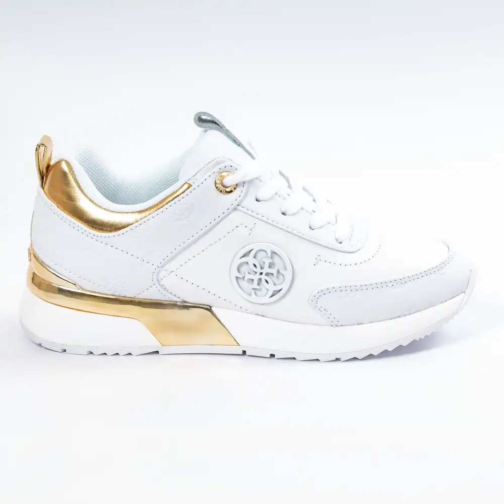 Basket basse femme Guess marlyn logo gaufre Blanc