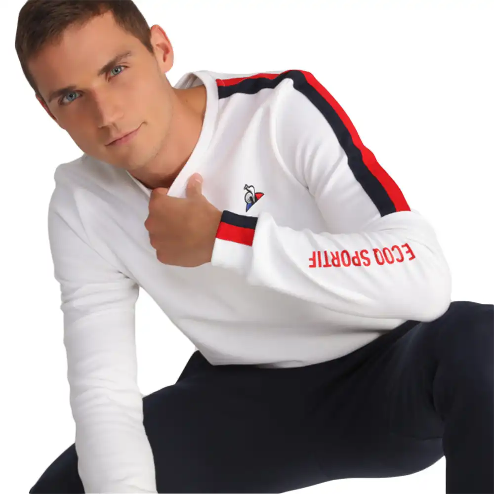 Pull homme Le Coq Sportif authentic tricolore Blanc - ZESHOES