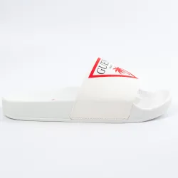 Claquette femme Guess logo triangle Blanc - ZESHOES