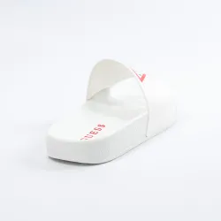 Claquette femme Guess logo triangle Blanc - ZESHOES