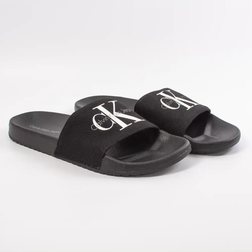 Claquette homme Calvin Klein viggo logo Noir - ZESHOES