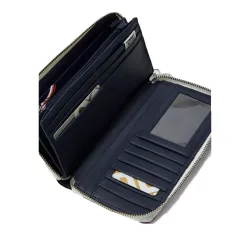 Portefeuille femme Tommy Jeans zippé à bande logo Bleu - ZESHOES