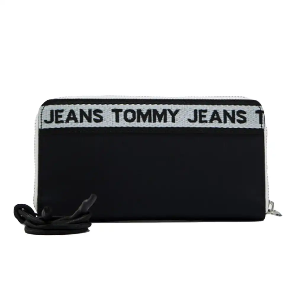 Portefeuille femme Tommy Jeans zippe a bande logo Noir - ZESHOES