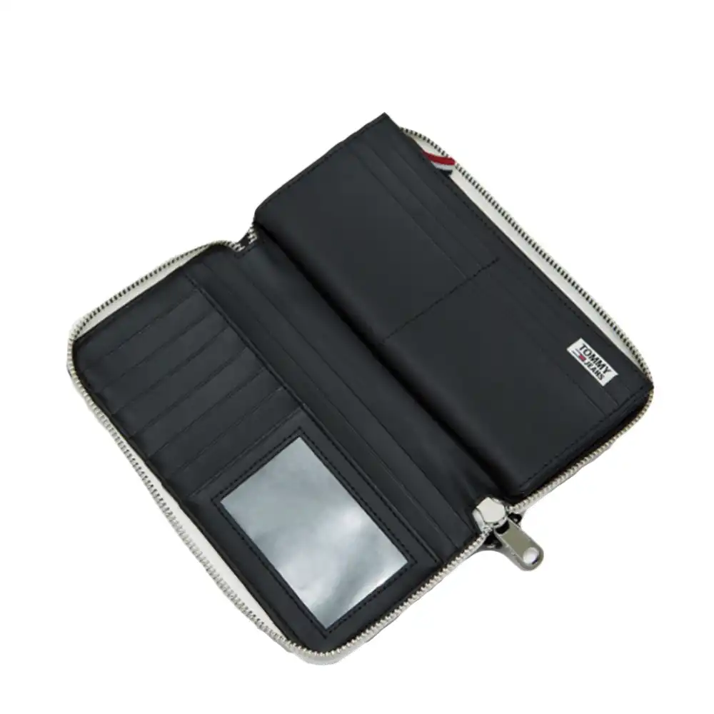 Portefeuille femme Tommy Jeans zippe a bande logo Noir - ZESHOES