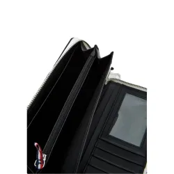 Portefeuille femme Tommy Jeans zippe a bande logo Noir - ZESHOES