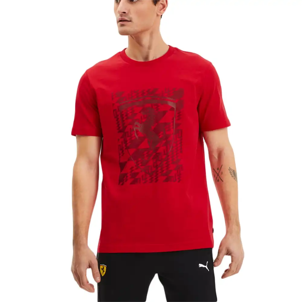 T shirt manche courte homme Puma Ferrari Big Shield Herren Rouge - ZESHOES