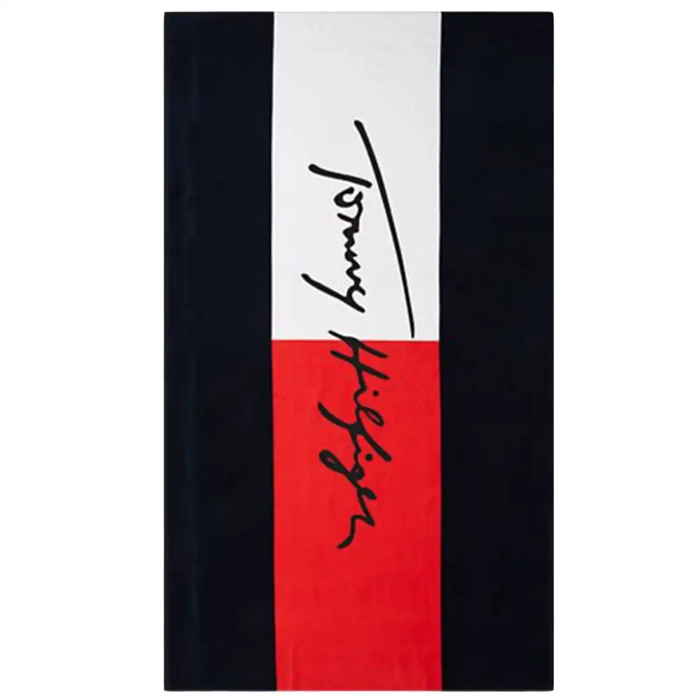 Serviette de plage homme Tommy Jeans flag sign Noir