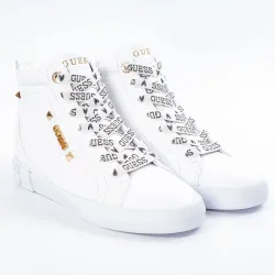 Basket montante femme Guess PORTLY WHITE Blanc - ZESHOES Basket montante femme Guess PORTLY WHITE Blanc - ZESHOES