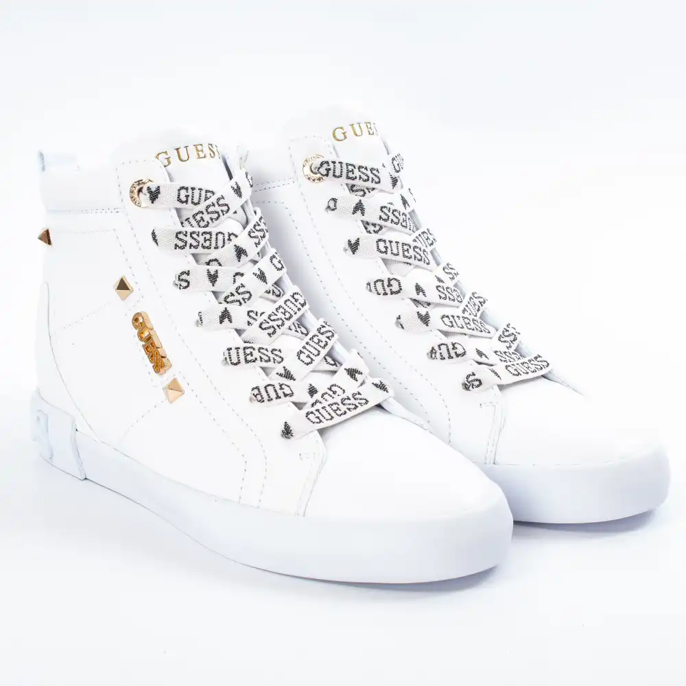 Basket de ville montante femme Guess Portly Blanc - ZESHOES