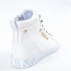 Basket montante femme Guess PORTLY WHITE Blanc - ZESHOES Basket montante femme Guess PORTLY WHITE Blanc - ZESHOES